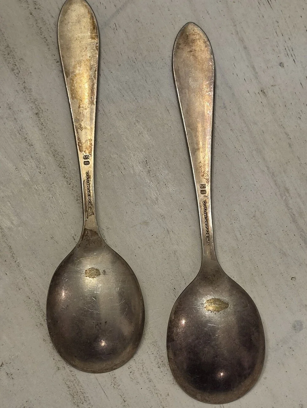 Vintage 1930s Mickey Mouse Spoons Wm Rogers Mfg Co IS Silverplate Set of 2